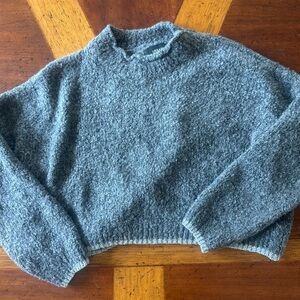 Urban Outfitters Gray Fuzzy Cropped Sweater (M) Sparkle Knit